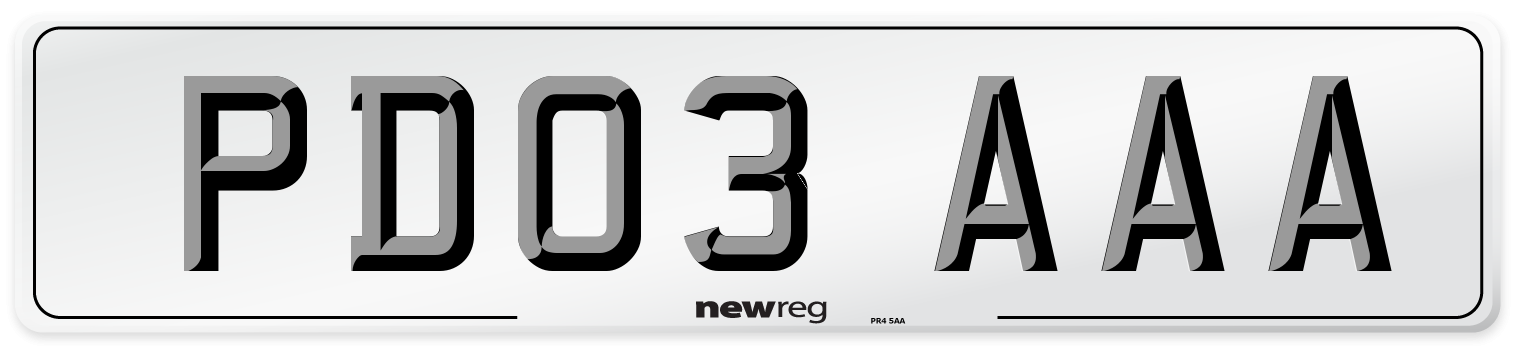 PD03 AAA Number Plate from New Reg